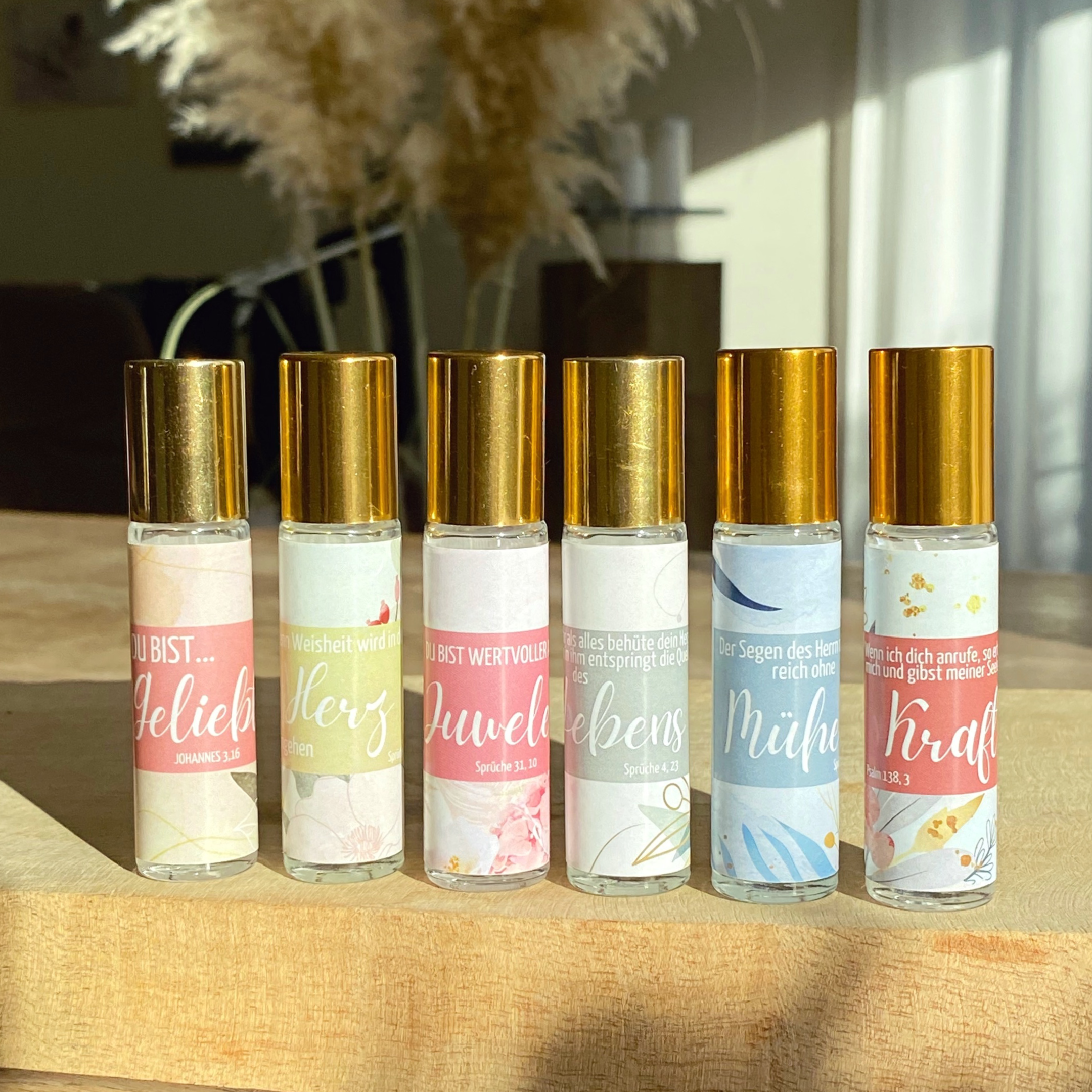 Set "BIBELVERSE" für ätherische Öle Flaschen - mit passenden Roll-On Flaschen