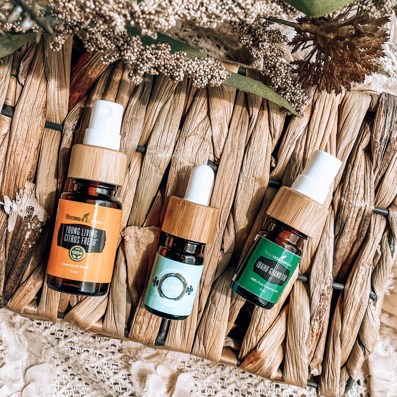 Spray-Aufsatz mit Bambus-Ring für YOUNG LIVING Flaschen