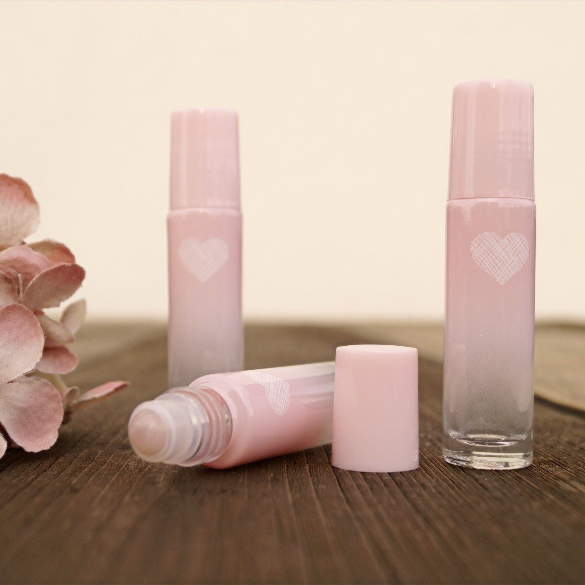 Roll-On Flaschen in mit Herz-Motiv -zwei Größen (10ml oder 5ml)