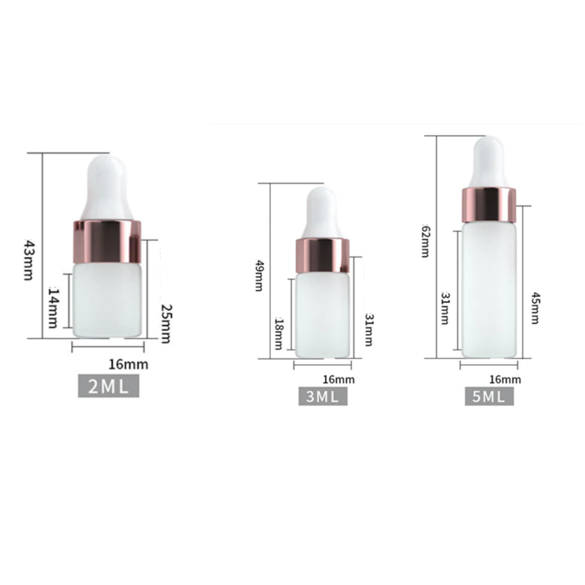Mini Pipetten-Flaschen 5ml oder 1ml in frostweiß/rosegold/weiß - 25er Großpack