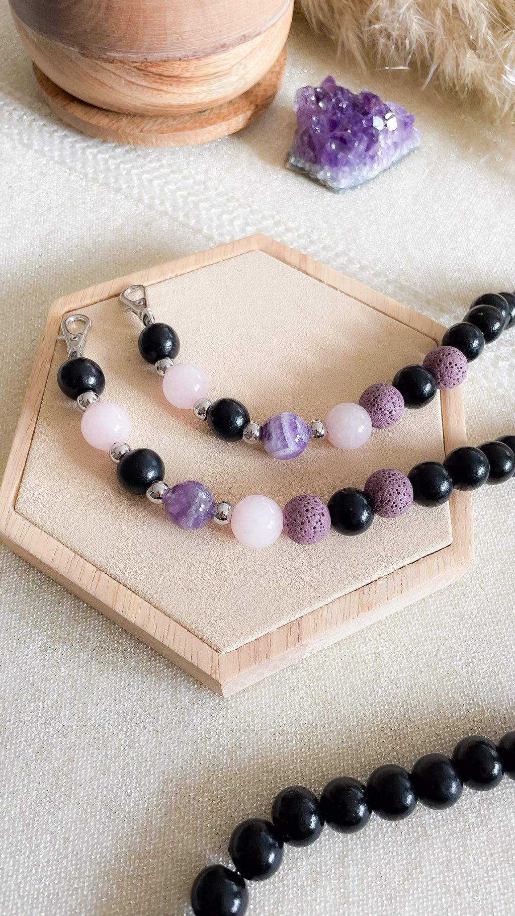 Diffuser Handykette  Amethyst I Rosenquarz I Lavastein - handmade