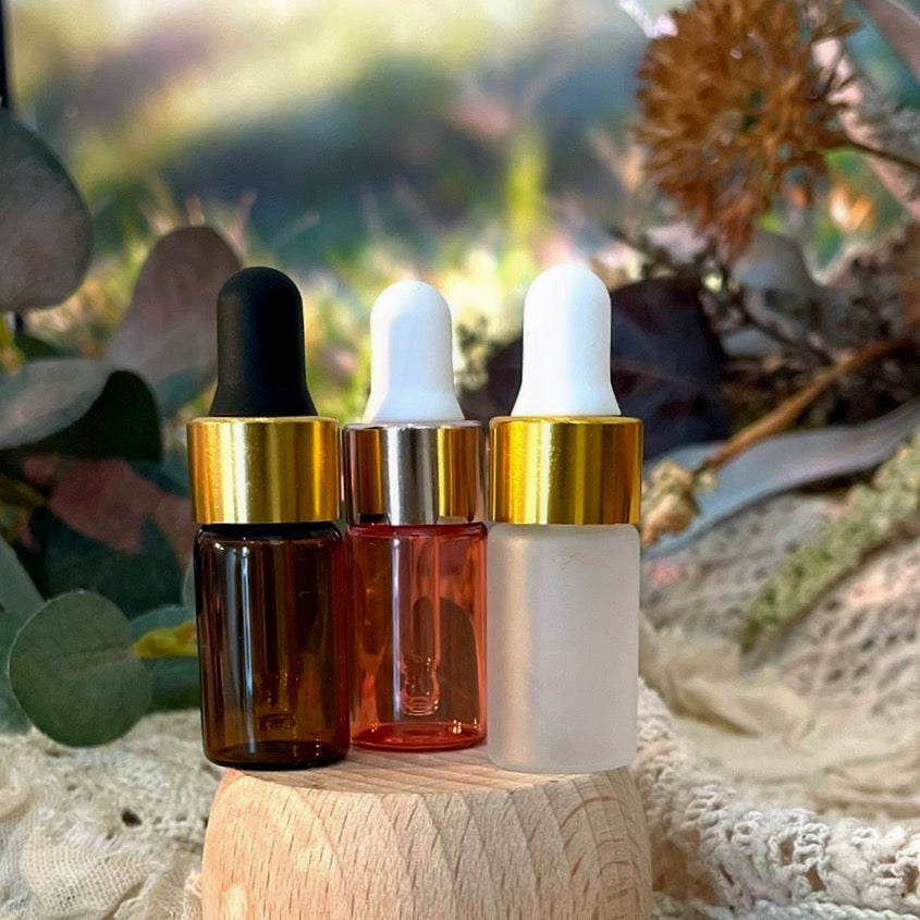 Mini Pipetten-Flaschen 3ml oder 1ml in braun/gold/schwarz - 25er Großpack