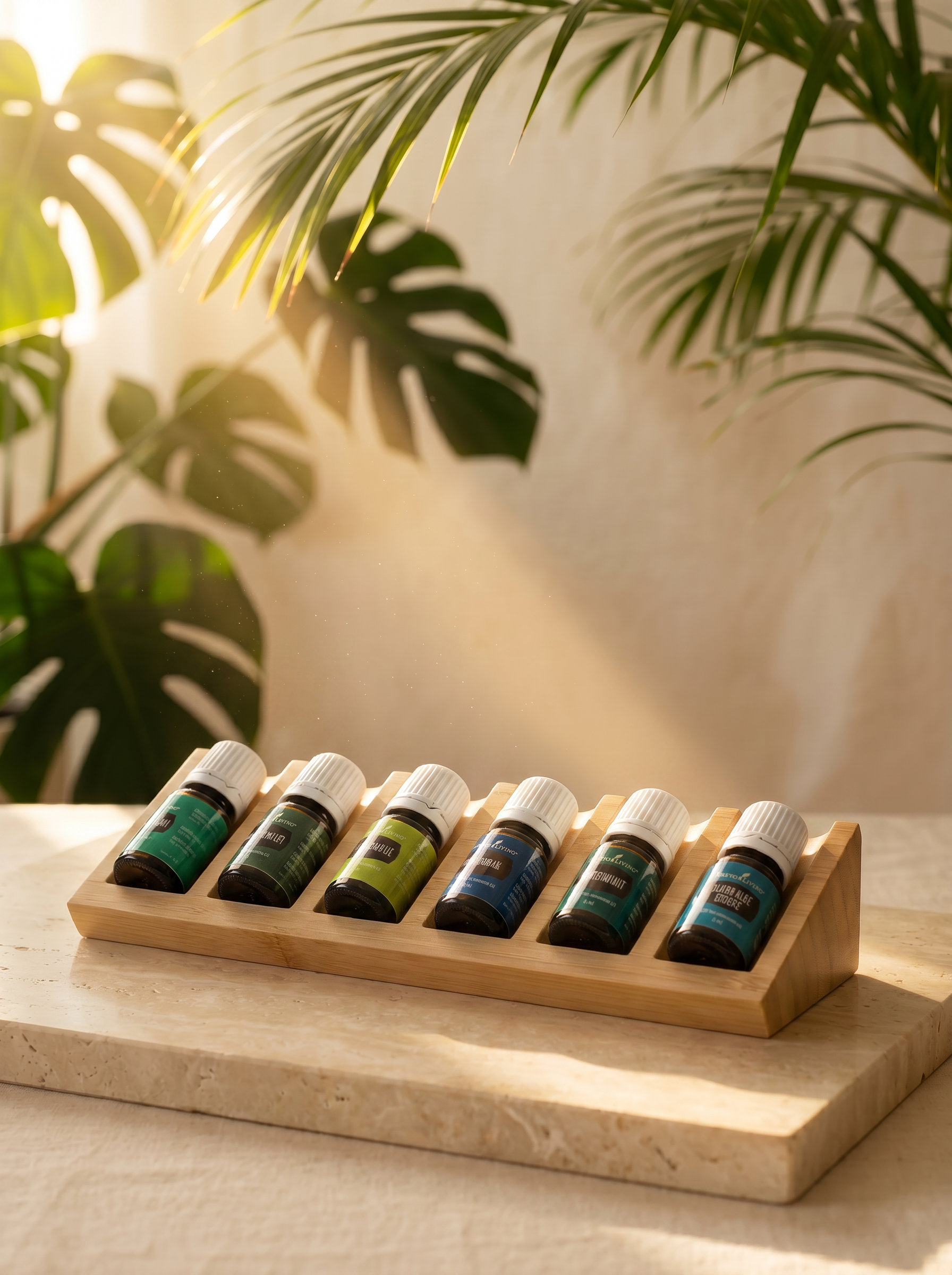 Essential Oil Holders I Bamboo Display - ideal for Drawers (Set of 5)